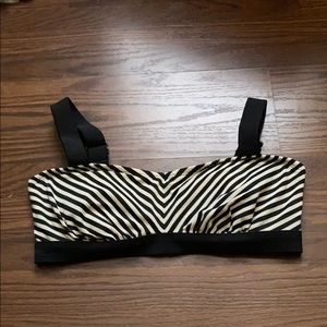 Athleta Black and White Stripped Bikini Top